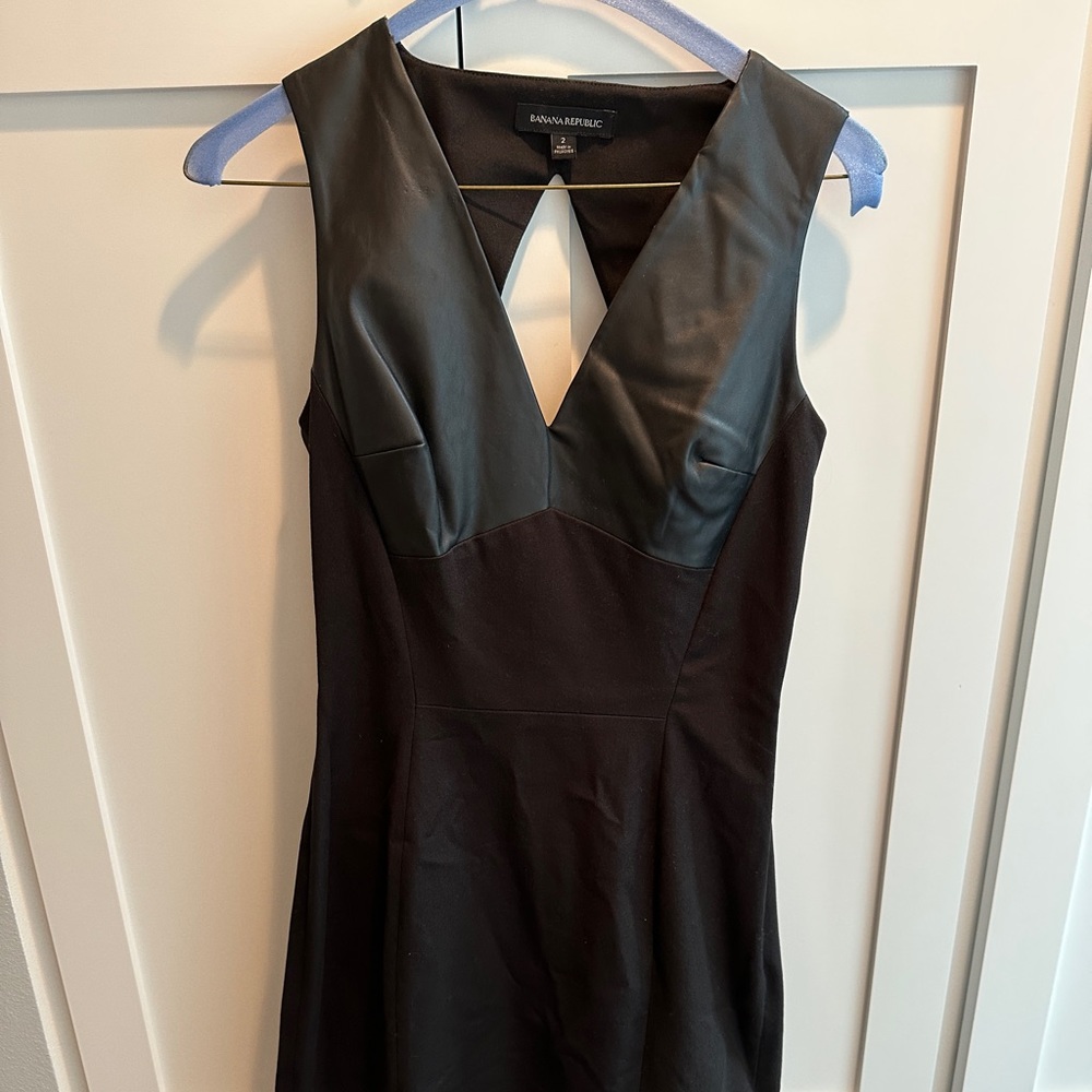 Banana republic partial leather mini dress
